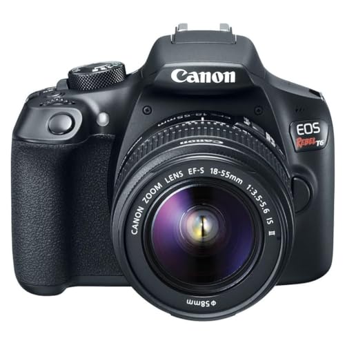Canon EOS Rebel T6 Digital SLR Camera Kit with EF-S 18-55mm f/3.5-5.6 is II Lens, Built-in WiFi and NFC – Black (Renewed)