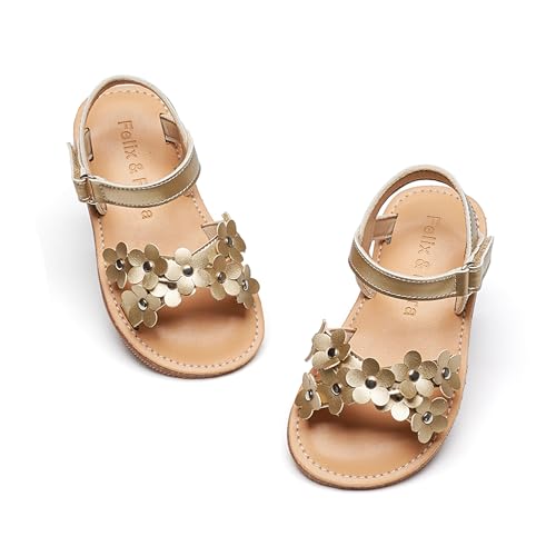 Image of Felix & Flora Toddler Girl Sandals -Flower Girl Dress Shoes Open Toe Little Kid Flats