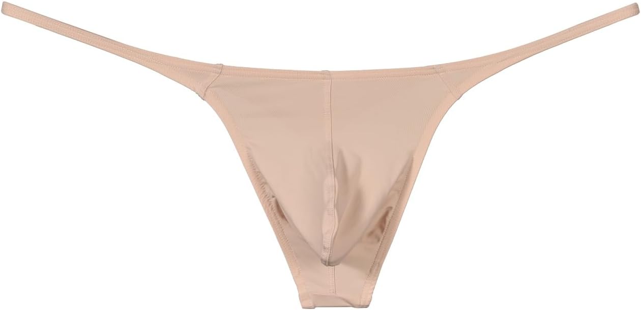 Mens Nylon G-String Sexy Outfits Sissy Thongs Low-Rise Black/Black/Nude 3 Pack