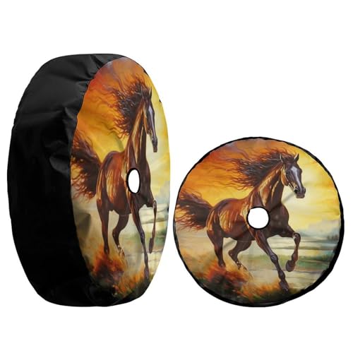 Image of Delerain Spare Tire Cover with Backup Camera Hole Brown Horse Wheel Covers Sun Protection Waterproof for Jeep Truck RV Trailer SUV and Many Vehicle (14 Inch for Diameter 23 inch-27 inch)