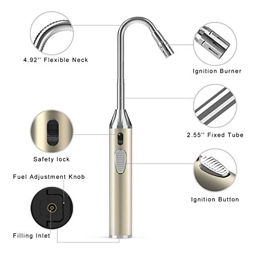 image for Foxfirers Butane Lighter Refillable Lighter Flexible Long Neck Lighter
