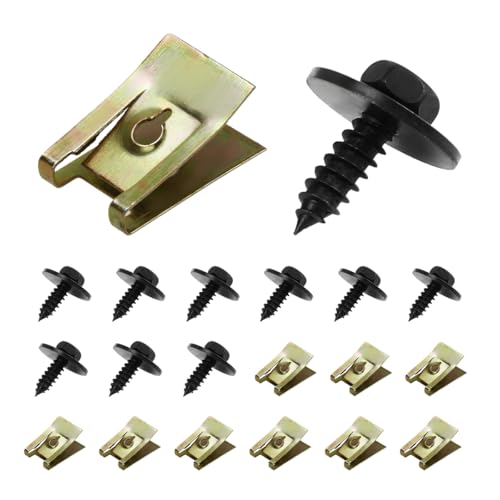 Ohleats 20 PCS Car Bumper Cover Screws, Multifunctional Auto U-Nuts Clips with Splash Shield Bumper Cover Screws, Automotive Body Fender Bumper Retainers, Car Accessories (20 PCS)