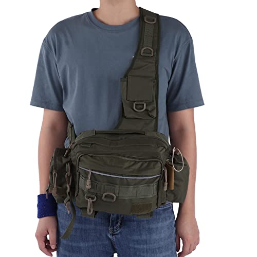 Shanrya Angeltasche, Angeln Hüfttasche Nylon 600D Glatter Reißverschluss Multi Funktional Multi Layer für Radfahren im… – Bild 8