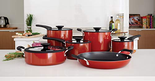 Image of Tramontina Non Stick 11-Piece Nesting Pots and Pans Set with Lids - Red
