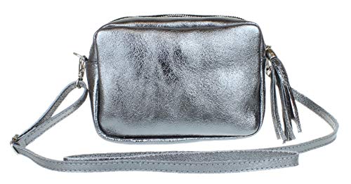 Girly HandBags Womens Tassel Plain Crossbody Bag (Pewter)