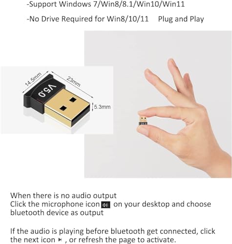 Image of SANCY Bluetooth 5.0 USB Adapter for PC - Ultra-Mini Wireless Dongle Receiver for Windows 11 /10 /8.1 /8 /7 /XP, Compatible with Desktop & Laptop (Black)