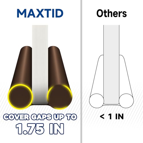 Image of MAXTID Twin Door Draft Stopper Weather Stripping Noise Window Breeze Blocker Heavy Duty Door Sweep Adjustable 36'' Brown