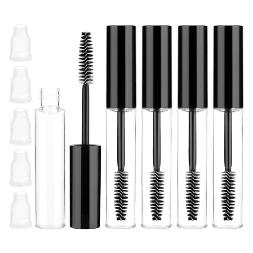 5 Stück Leere Mascara Flasche 10 ml Wimpernbürste mit Behälter Nachfüllbare Mascara Tube mit Transparente Trichtern Geeignet für die Rizinusöl Wimpern Füllung(Schwarz)