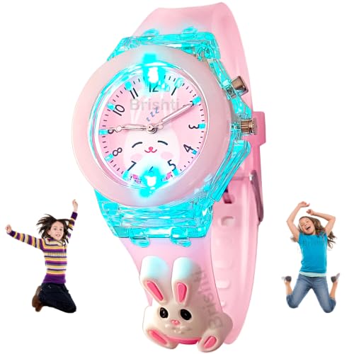 Image of Brishti 3D Cartoon Character Multicolored Glowing Digital Light and Girl's Analogue Wrist Watch | Unique 3D Cute Cartoon Character on Strap | Soft Silicone Strap | Suitable for Age 3-12 Year Kids