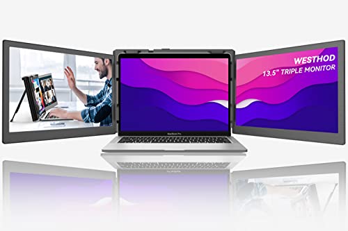 Westhod Laptop Screen Extender, 13.5" Portable Monitor For M1/M2 Chip Macbook, Fhd Ips Triple Monitor Display One Cable, Type-C Tri-Screen For Windows, Mac And Switch, Work With 13”-16” Laptops #TOP25