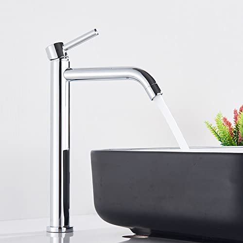 Robinet chromé anti-éclaboussures pour eau chaude et froide de vasque