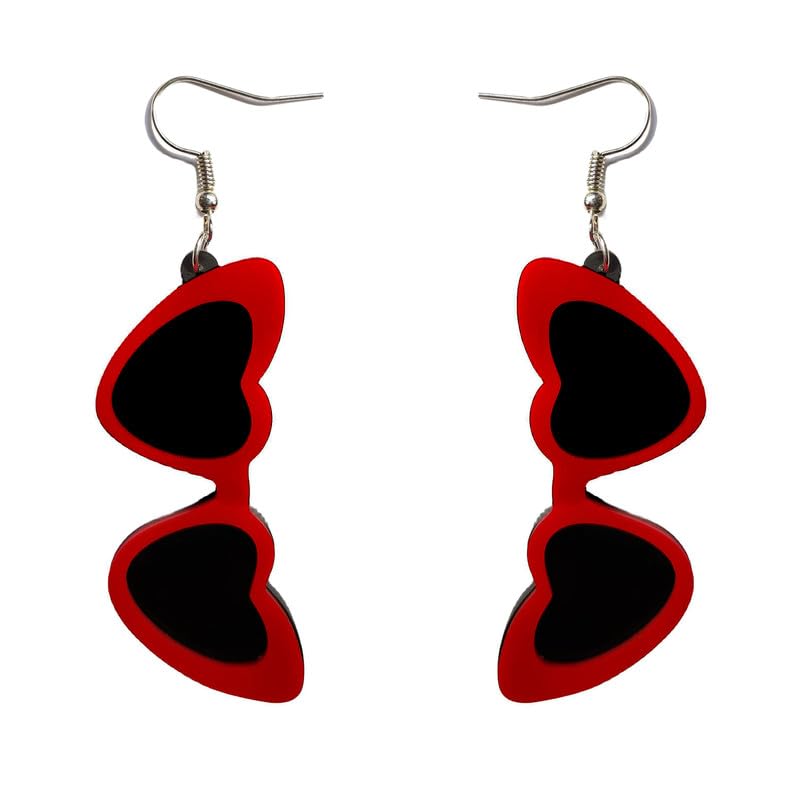 ROSTIVO Red Black Sunglasses Earrings for Women Cute Acrylic Dangle Earrings