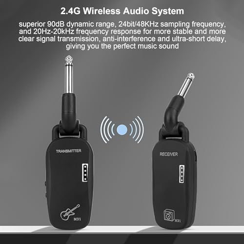 Irfora 2.4G Wireless System Professional Wireless Guitar Bass Transmitter Receiver System Reable Portable Audio TX & RX for Electric Guitar Bass miniatura 4