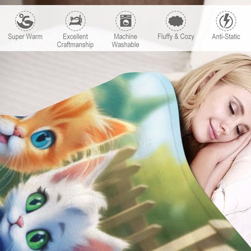 Couvre-lit Cute Chat et couverture en flannel douce 130×180cm - 4