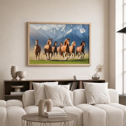 Image of Suneree 7 Horse Vastu Wall Painting (Landscape Collection) (Natural, Design 08, 10x13 Inch)
