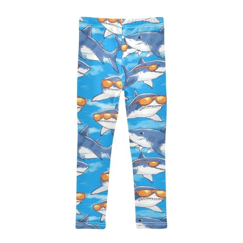 Sharks Orange Girls' Leggings Toddler Doodles Sunglasses Kids Yoga Pants Dance Active Tights 4T2
