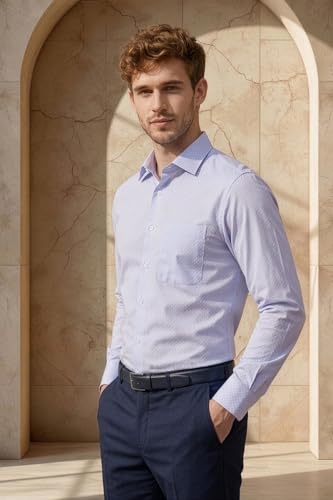 Image of Louis Philippe Men's Slim Fit Easy to Iron Everyday wear Premium Cotton Full Sleeve Textured Formal Shirt