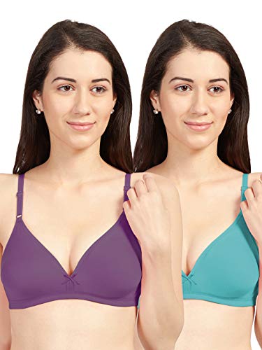 Image of SONARI Omania Womens Non-Padded Cotton Polyester Bras - Solid, Non-Wired, Medium Coverage, Hand Washable (Pack of 2)