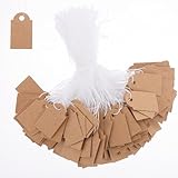 JIYIN Lot de 500 Étiquettes de Prix Polyvalentes, étiquettes de prix en kraft avec ficelle attachée Idéales pour Étiqueter Les Prix des Marchés Aux Puces, des Vêtements, des Présentoirs à Bijoux
