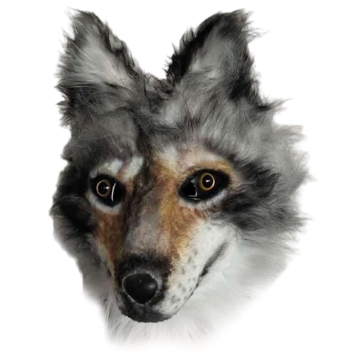 Masque de loup d'Halloween réaliste accessoire cosplay adulte en latex doux