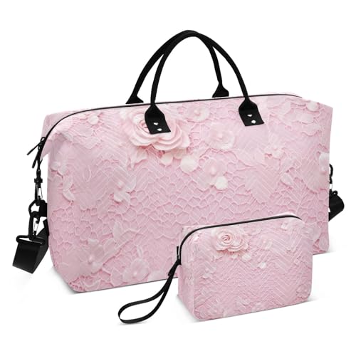 Large Travel Duffel Bag, Floral Beautiful Sports Tote Gym Bag, Shoulder Weekender Overnight Bag for Women Men, Carry On Luggage with Toiletry Bags