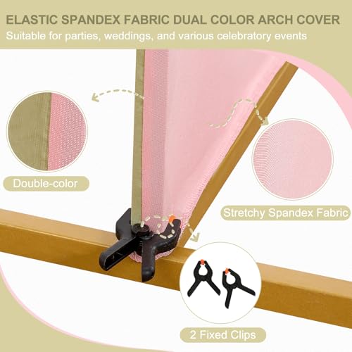 Image of Arch Cover 7.2ft Double-Sided Arch Backdrop Cover Spandex Wedding Arch Stand Cover for Party Birthday Baby Shower Bridal Gender Reveal Boy or Girl Decoration(Double Color,Pink&Green)
