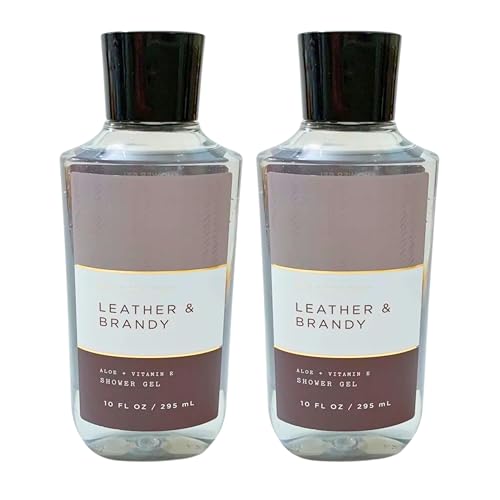 Bath & Body Works Shower Gel Set of 2 Bottles Each Bottle 10oz (Leather Brandy)
