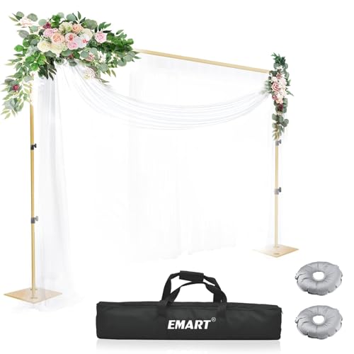 EMART Kraftigt bakgrundsstativ 2 x 3 m (HxB) justerbart bakgrundsstödsystemkit med stålbas för fotografi, fotobakgrundsstativ för fester, födelsedag, videostudio – guld