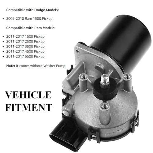 Image of Front Windshield Wiper Motor Compatible with Ram 1500 2500 3500 4500 5500 2011-2017 | Ram 1500 2009-2010 Replace 4-Pin Wiper Motor 68050422AA, 68050422AC