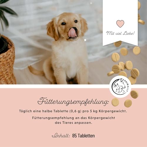 Annimally Dog's Daily Junior - Multivitamin Tabletten für Welpen & Junghunde, Vitamin B Komplex mit Calcium & natürlichen Pflanzenstoffen, 85 Stück