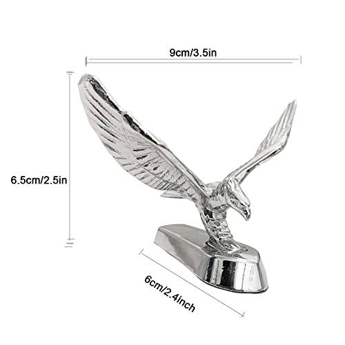 Image of 3D Emblem Eagle Hood Ornament Car Front Bonnet Metal Chrome Decal Sticker Badge for Truck Vehicle Auto (Chrome Sliver)