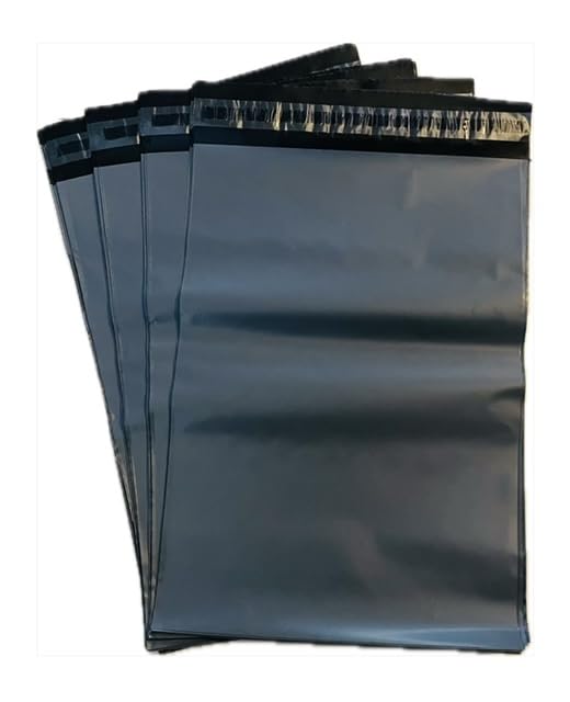 NN BARGAINS 50 Grey Mailing Bags 10x14 Inches – Eco-Friendly 100% Recycled Plastic, Durable & Waterproof Self-Seal Poly Mailers - Envelope – Postal Packaging Bags – 10x14