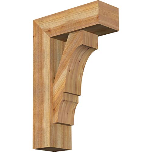 Ekena Millwork 8"W x 22"D x 34"H Balboa Block Rough Sawn Bracket w/Offset Brace, Western Red Cedar
