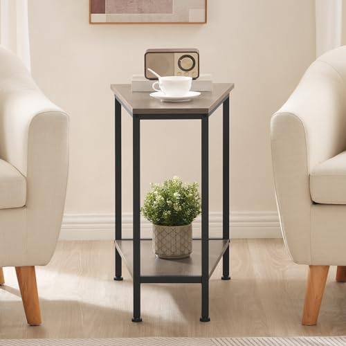 HOOBRO Wedge End Table, Recliner Wedge Side Table with Storage, Industrial Triangle Accent Table for Small Space, Corner, Living Room, Apartment, Greige BG64BZ01G1