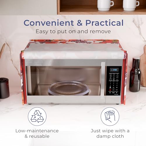 Image of Kuber Industries 20 Ltr PVC Microwave Oven Cover for Kitchen | Microwave /Oven /Otg Cover - Protects from Spills, Stains & Scratches | Fruit Print - Multicolor