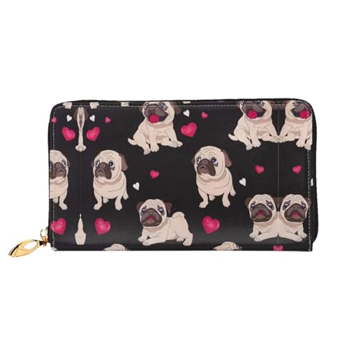 Portefeuille carlin en cuir femme anti-perte de cartes avec pochettes zippées