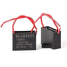 CBB61 Fan Capacitor 8uF Motor Start Run Capacitor for Ceiling Fan Exhaust Fan AC 450V/370V/250V/100V 50/60Hz 5%, 2-Pack