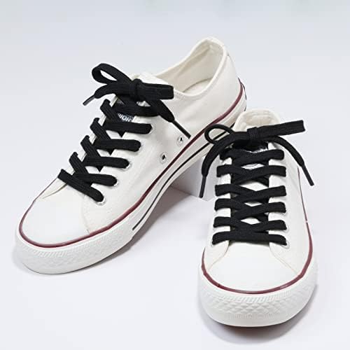 Stepace 2 Pairs Cotton Flat Shoe Laces for Sneaker Running Shoes Black 100 - 2