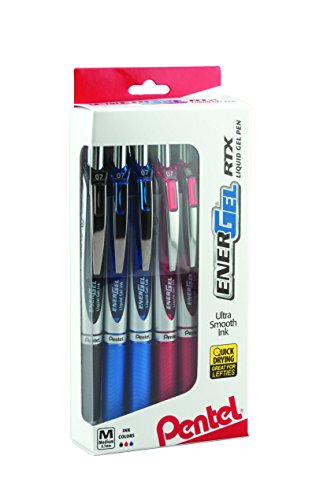 Pentel BL77PC12M1 EnerGel RTX RT Liquid Gel Pen, Med, Metal Tip, Assort Ink, 12-Pk Window Box of 12, 0.7mm, Assorted