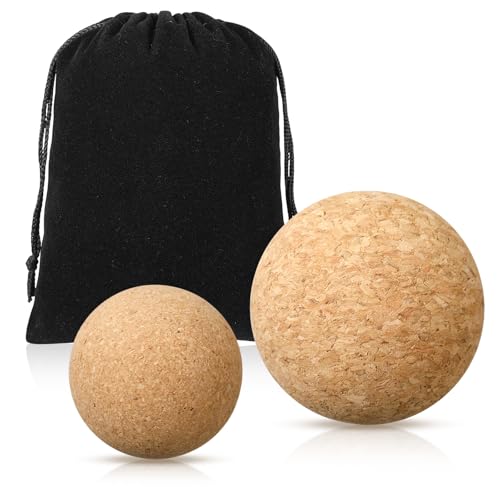 TrelaCo Cork Massage Balls Set of 2 for Fascia Release After Exercise Yoga Point Therapy Relax Muscles Relieve Stress Tools