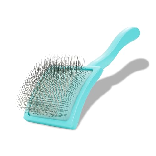 Chris Christensen Big G Dog Slicker Brush for Dogs (Goldendoodles Labradoodles Poodles) Groom Like a Professional Fluff Detangle Style Saves Time Energy Teal Large