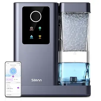 Silonn Nugget Ice Maker Countertop with APP & Voice Control, Self Cleaning Ice Machine with 3L Large Water Tank, 40 lbs/24H Soft Chewable Ice, Portable Pebble Ice Maker for Home, Kitchen and Party