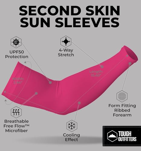 Image of Tough Outdoors Sun Protection Sleeves - UV Arm Sleeves for Men and Women - Golf Cooling Arm Sleeves - Baseball Sun Sleeves