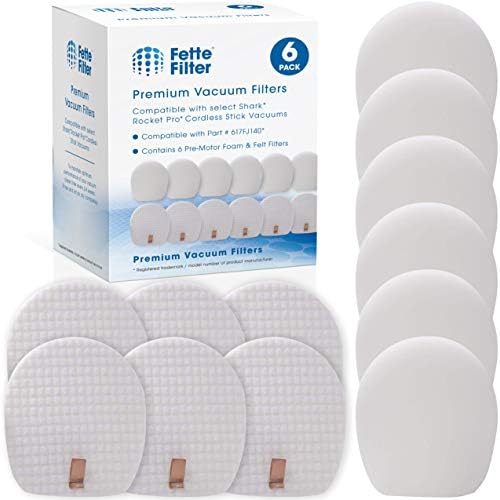 Fette Filter - 6 KITS 617FJ140 Premium Pre-Motor & Felt Filter Kit for Select Shak Rocket Pet Pro Vertex Cordless Stick Vacuum Model Series of IX IZ QZ UZ UZ Part Number 617FJ140