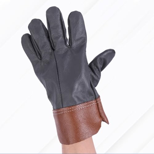 Kalokairi Guantes de soldadura eléctricos y de barbacoa para protección, guantes de trabajo gruesos y transpirables de cuero vacuno con resistencia al calor, antisalpicaduras para aislamiento, 1 par