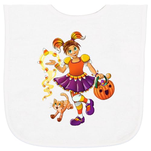 inktastic Halloween Candy Corn Girl with Cat Baby Terry Cloth Bib - Main Image