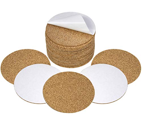 VViViD Adhesive Backed 4 Inch Diameter 0.08 Inch Thick Circular Cork 30-Piece Pack