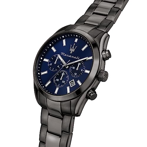 Maserati Stainless Steel Classic Date Chronograph Analog Dial Color Blue Men Watch - R8853151012, Gray Band - Image 4