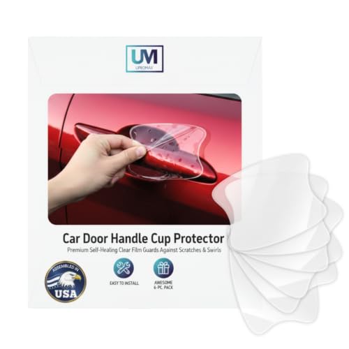 Upromax 6 Pack Door Handle Cup Protector Made with Paint Protection Film Car Accessories Car Cover Clear Film | Self-Healing Decal Anti Scratch Guard | Universal Fit Vehicles, SUV, Truck