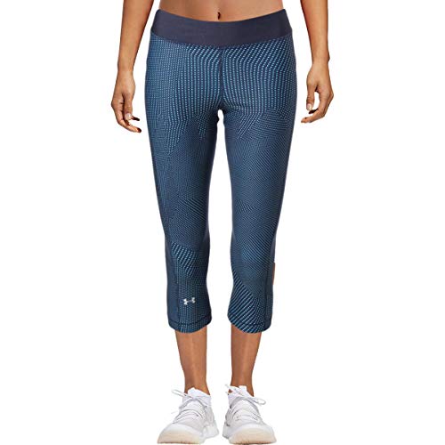 Under Armour Women's HeatGear Printed Cropped Leggings (Island Blue, Medium)